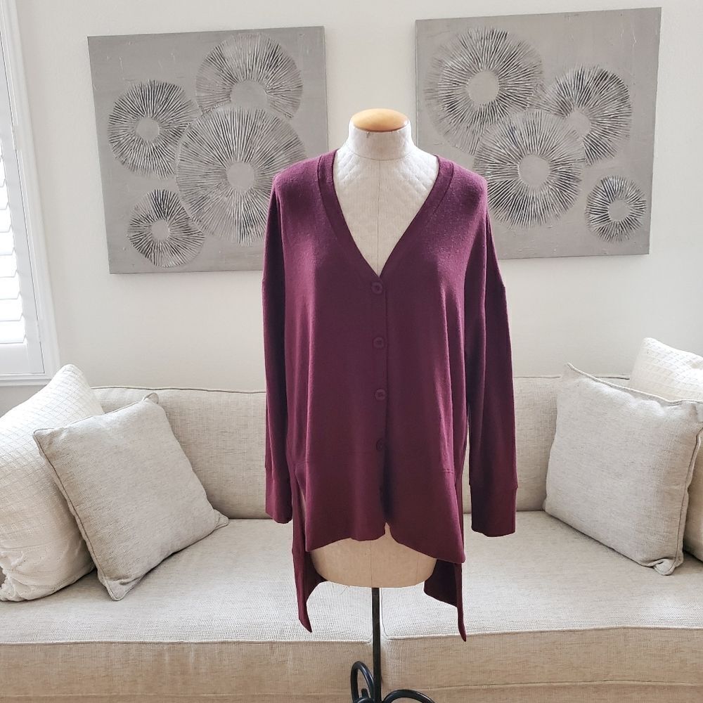 ✨ GIBSON ✨ High/Low Easy Cardigan - [Medium in Wine]